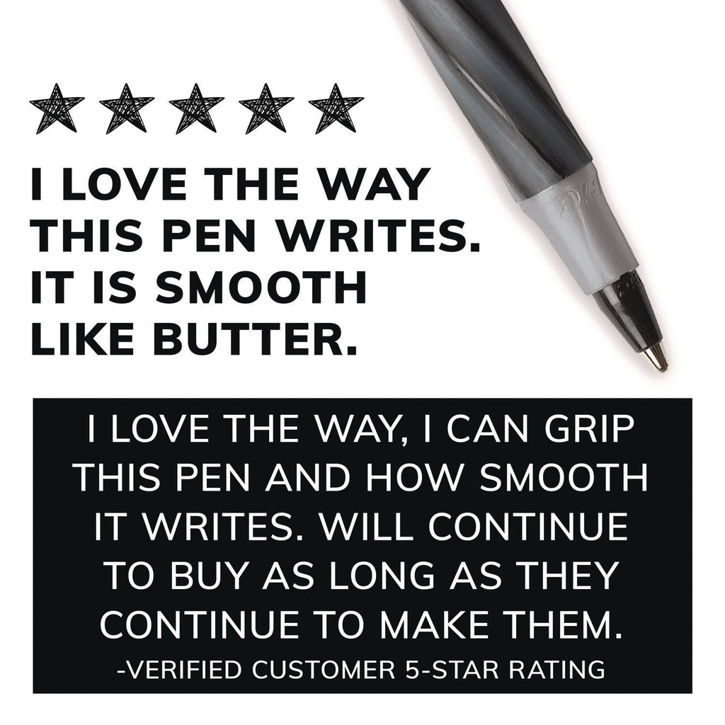 Round Stic Grip Xtra Comfort Ballpoint Pen, Stick, Fine 0.8 mm, Black Ink, Gray/Black Barrel, Dozen