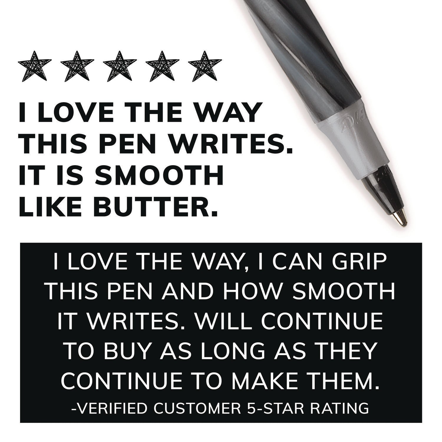 Round Stic Grip Xtra Comfort Ballpoint Pen, Stick, Fine 0.8 mm, Black Ink, Gray/Black Barrel, Dozen