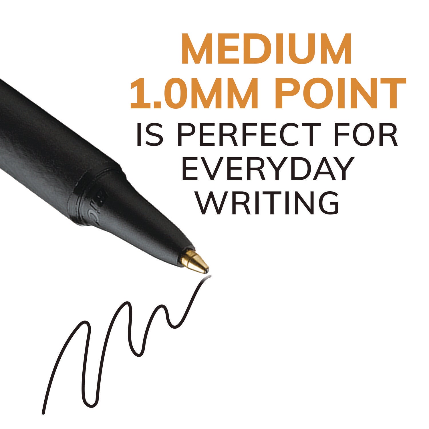 Soft Feel Ballpoint Pen, Retractable, Medium 1 mm, Black Ink, Black Barrel, Dozen