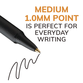 Soft Feel Ballpoint Pen, Retractable, Medium 1 mm, Black Ink, Black Barrel, Dozen