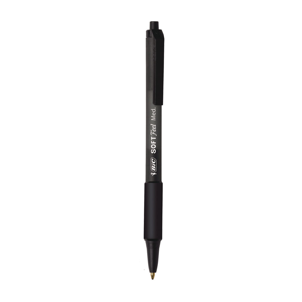 Soft Feel Ballpoint Pen Value Pack, Retractable, Medium 1 mm, Black Ink, Black Barrel, 36/Pack