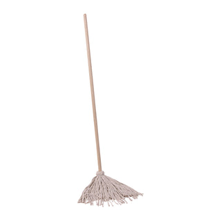 Handle/Deck Mops, #20 White Cotton Head, 54" Natural Wood Handle