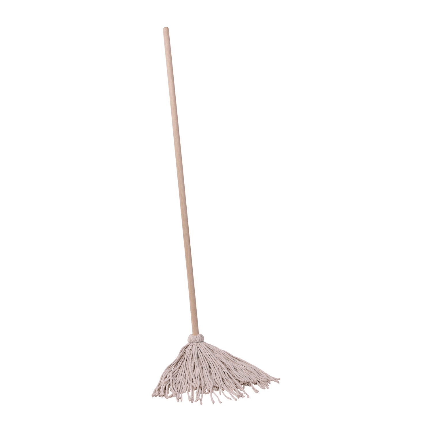Handle/Deck Mops, #20 White Cotton Head, 54" Natural Wood Handle