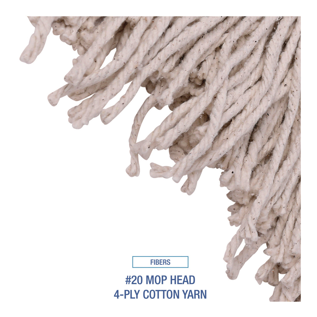Handle/Deck Mops, #20 White Cotton Head, 54" Natural Wood Handle