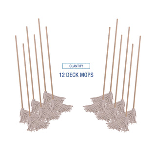 Handle/Deck Mops, #20 White Cotton Head, 54" Natural Wood Handle