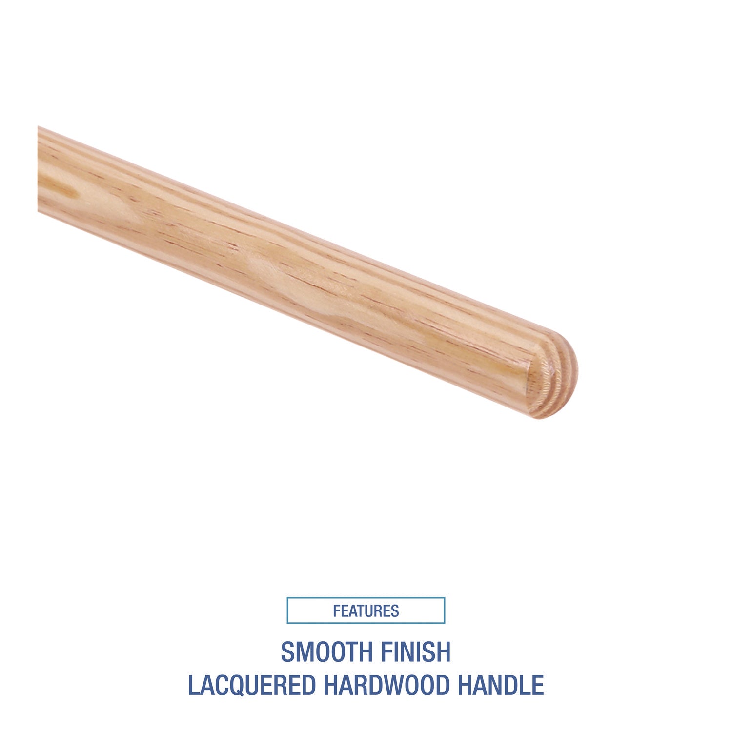 Tapered End Broom Handle, Lacquered Hardwood, 1.13" dia x 54", Natural - 