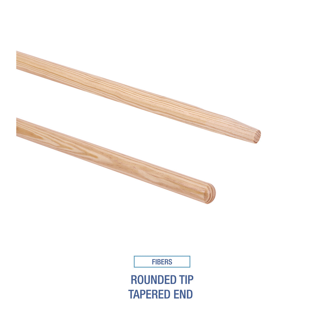 Tapered End Broom Handle, Lacquered Hardwood, 1.13" dia x 54", Natural