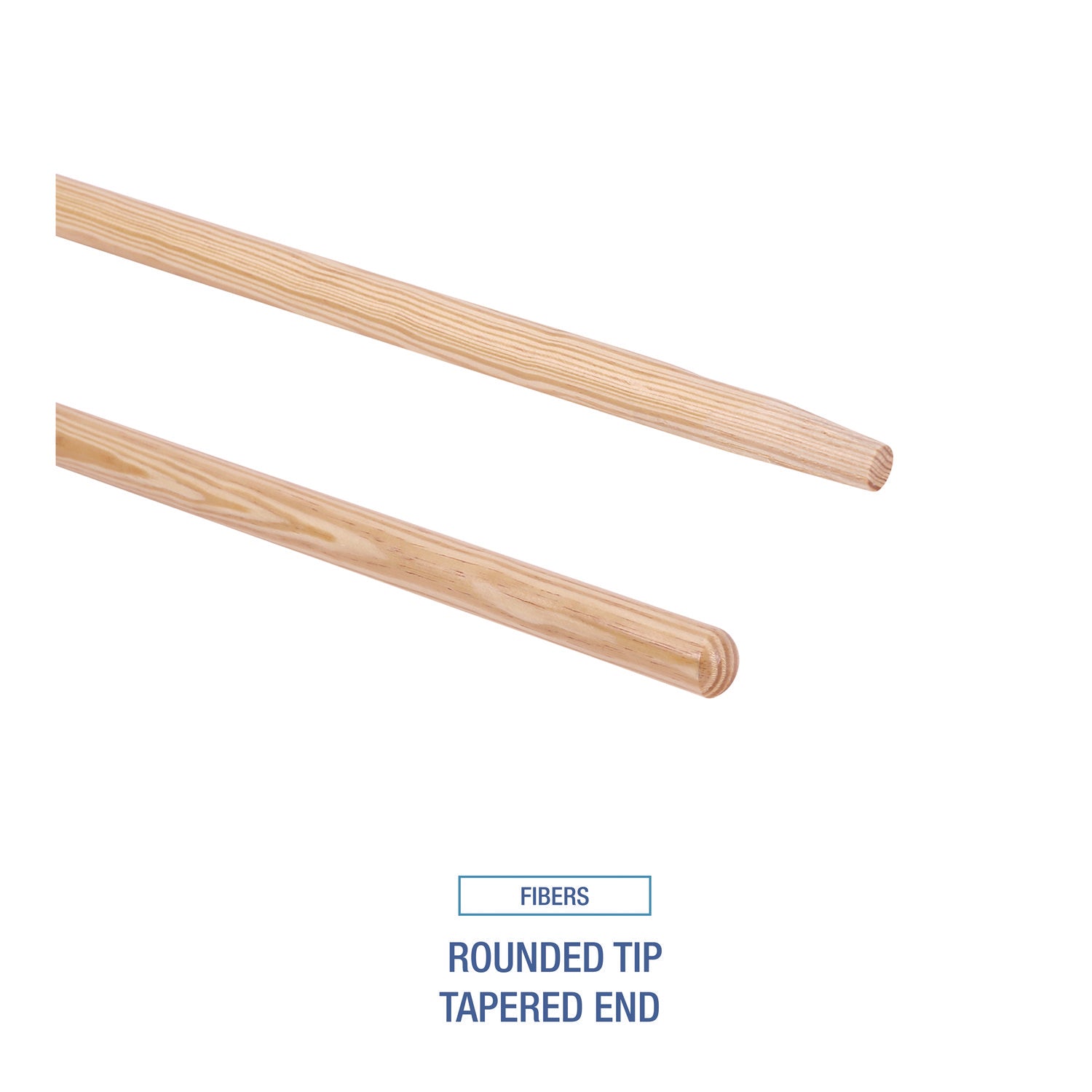 Tapered End Broom Handle, Lacquered Hardwood, 1.13" dia x 54", Natural