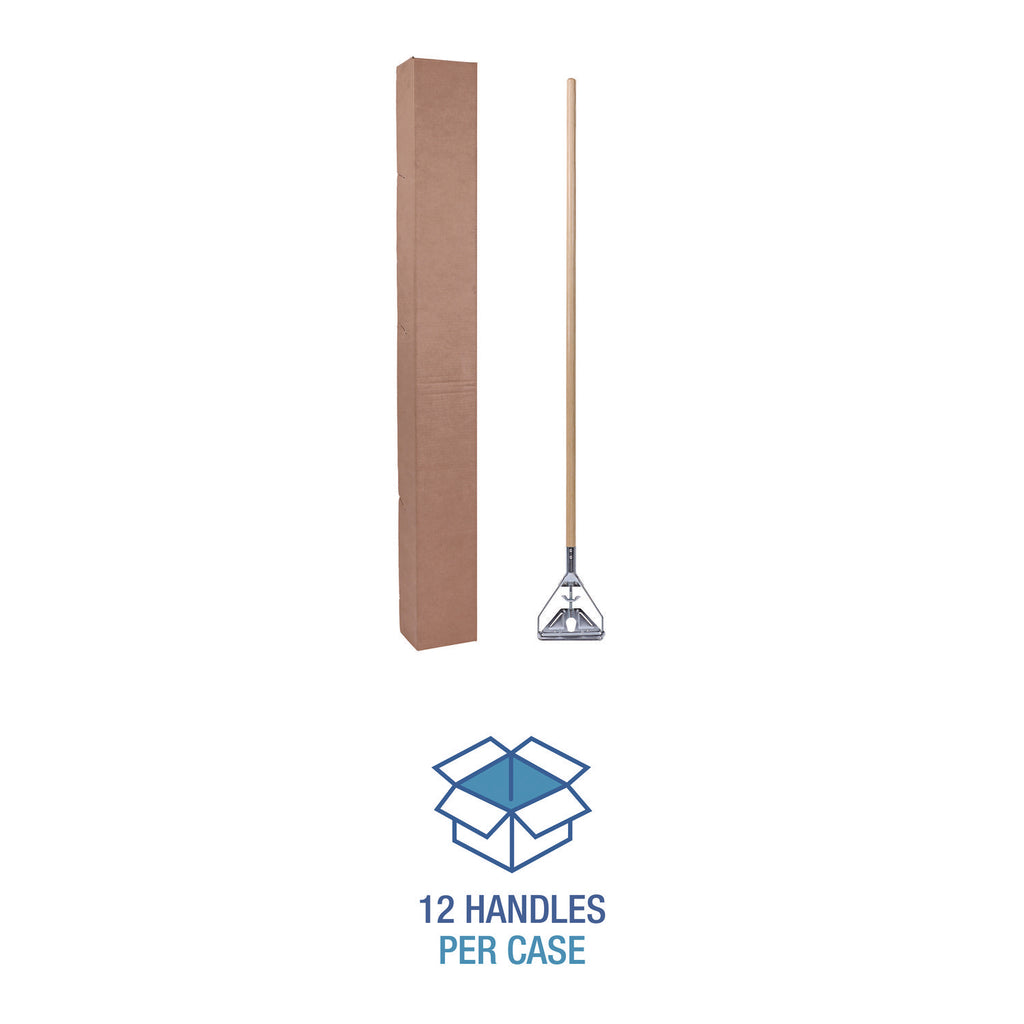 Quick Change Metal Head Mop Handle for No. 20 and Up Heads, 62" Wood Handle