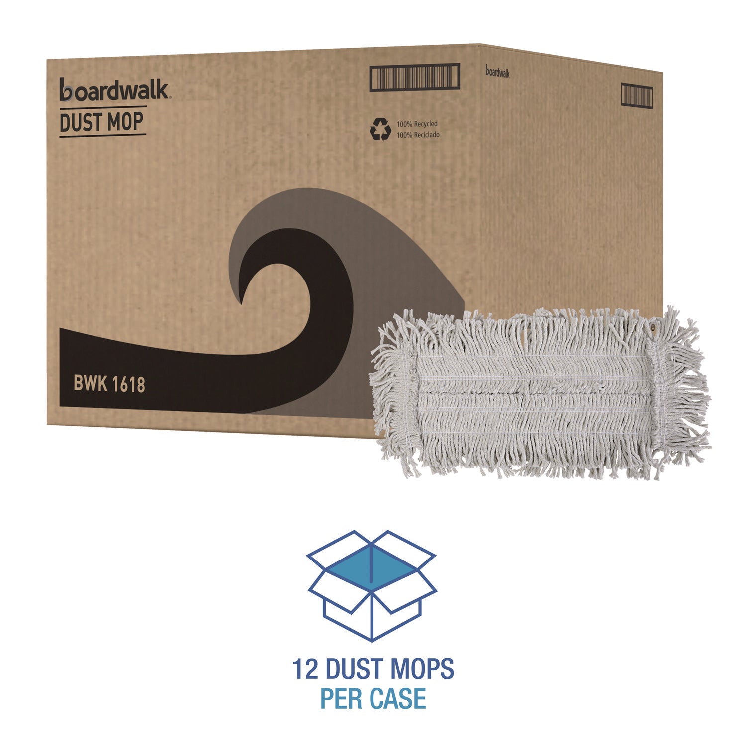 Disposable Dust Mop Head, Cotton, 18w x 5d