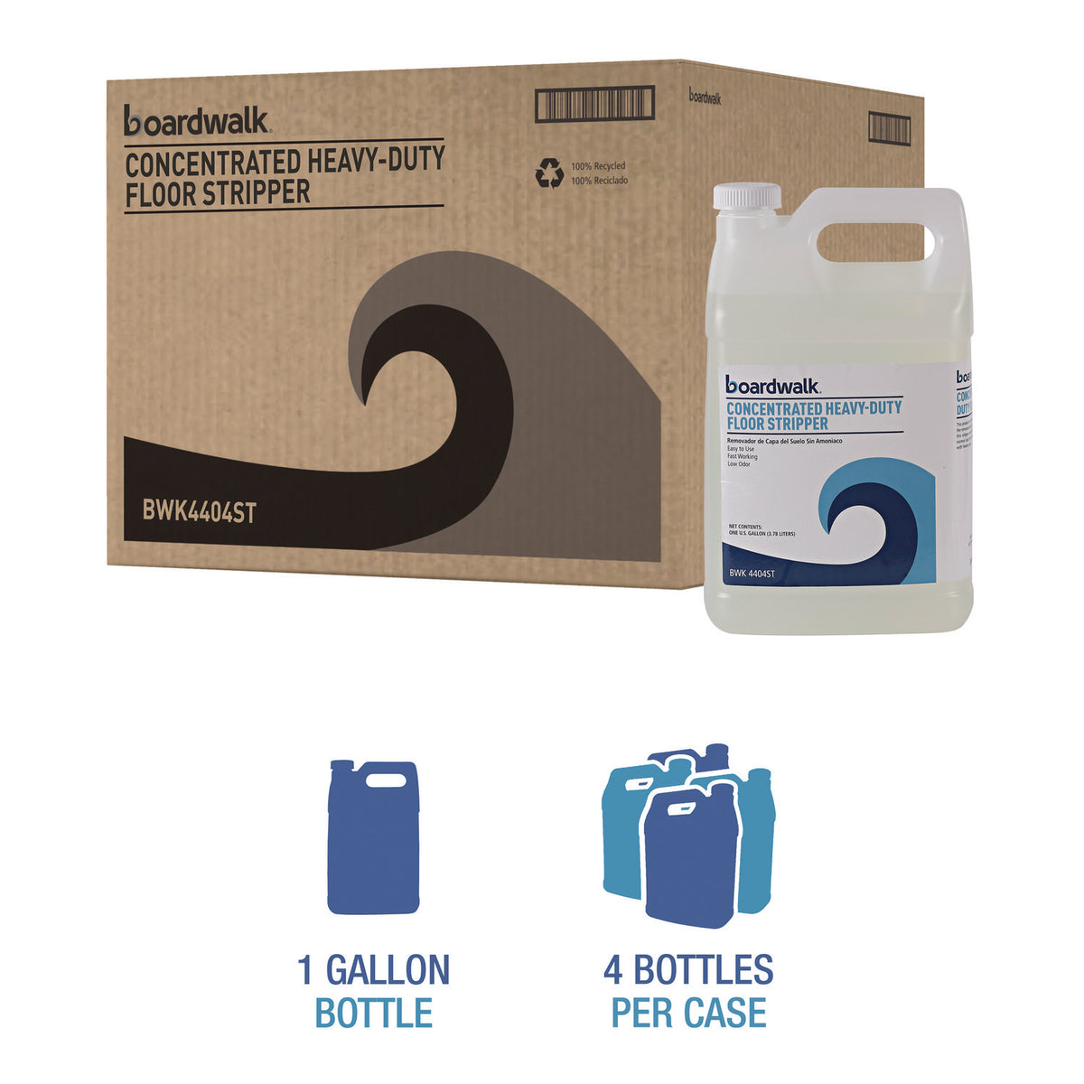 Concentrated Heavy-Duty Floor Stripper, 1 gal Bottle, 4/Carton
