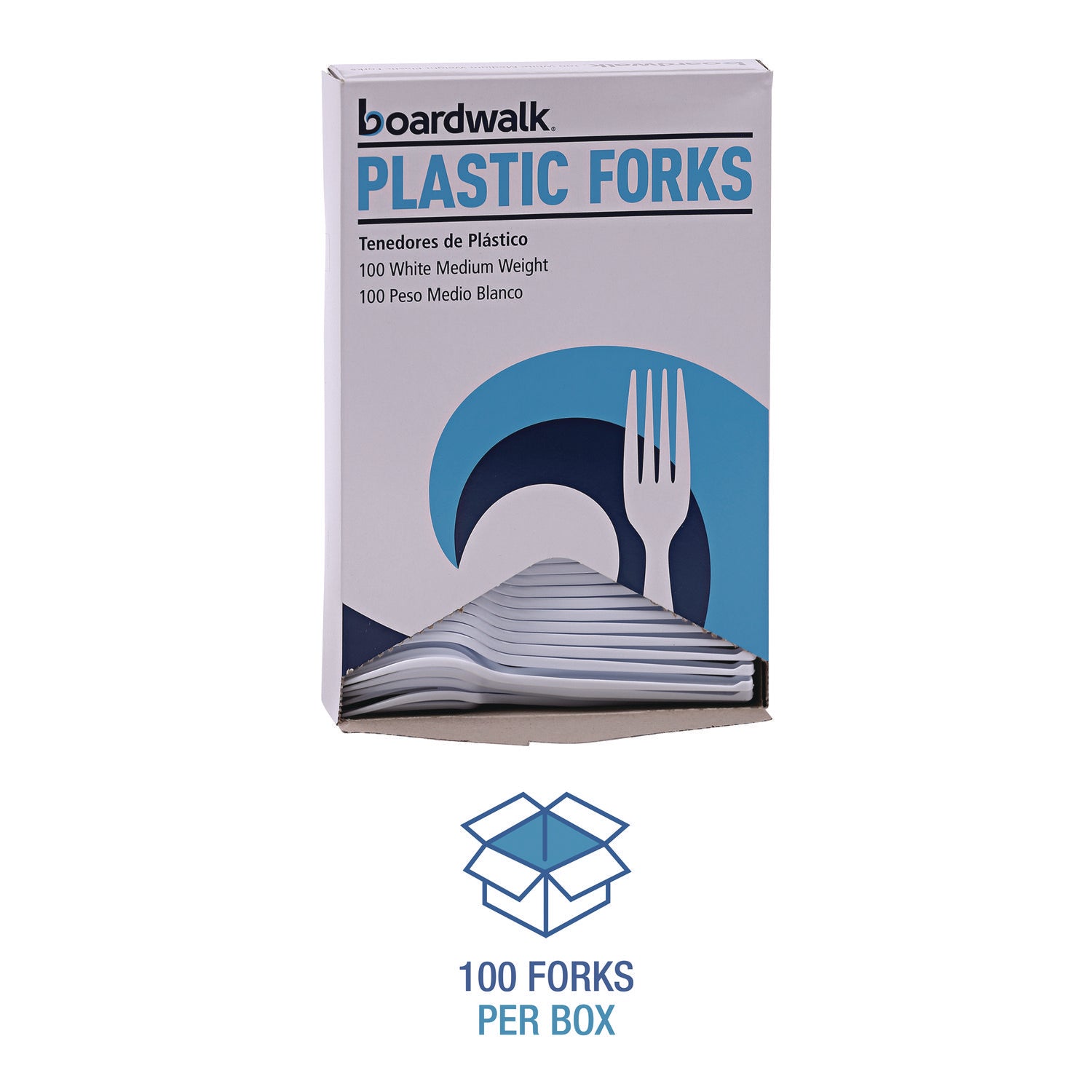 Mediumweight Polystyrene, Fork, White, 10 Boxes of 100/Carton