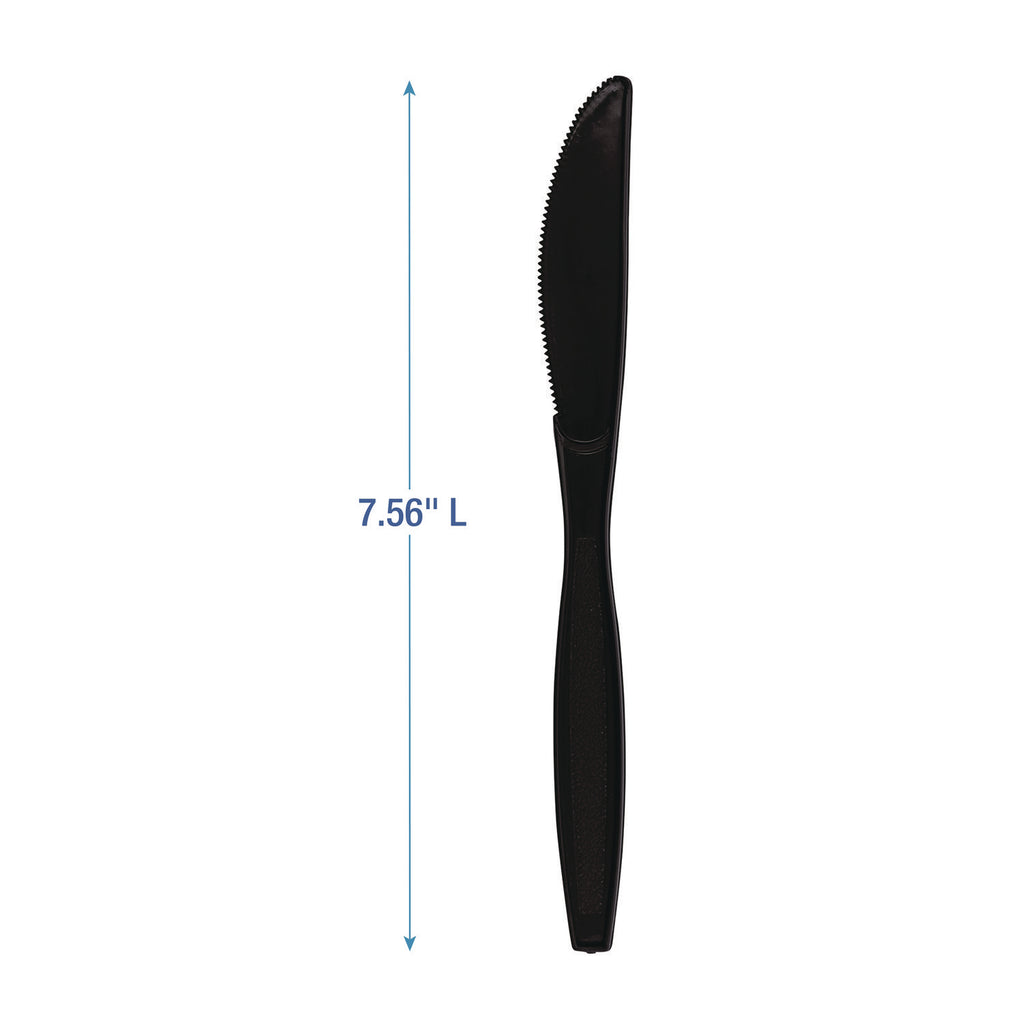 Heavyweight Polypropylene Cutlery, Knife, Black, 1000/Carton