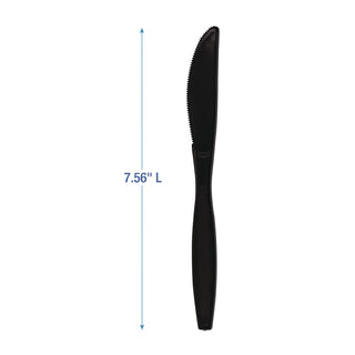 Heavyweight Polypropylene Cutlery, Knife, Black, 1000/Carton