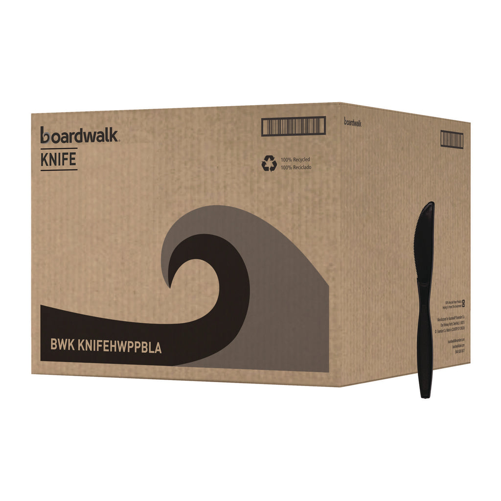 Heavyweight Polypropylene Cutlery, Knife, Black, 1000/Carton