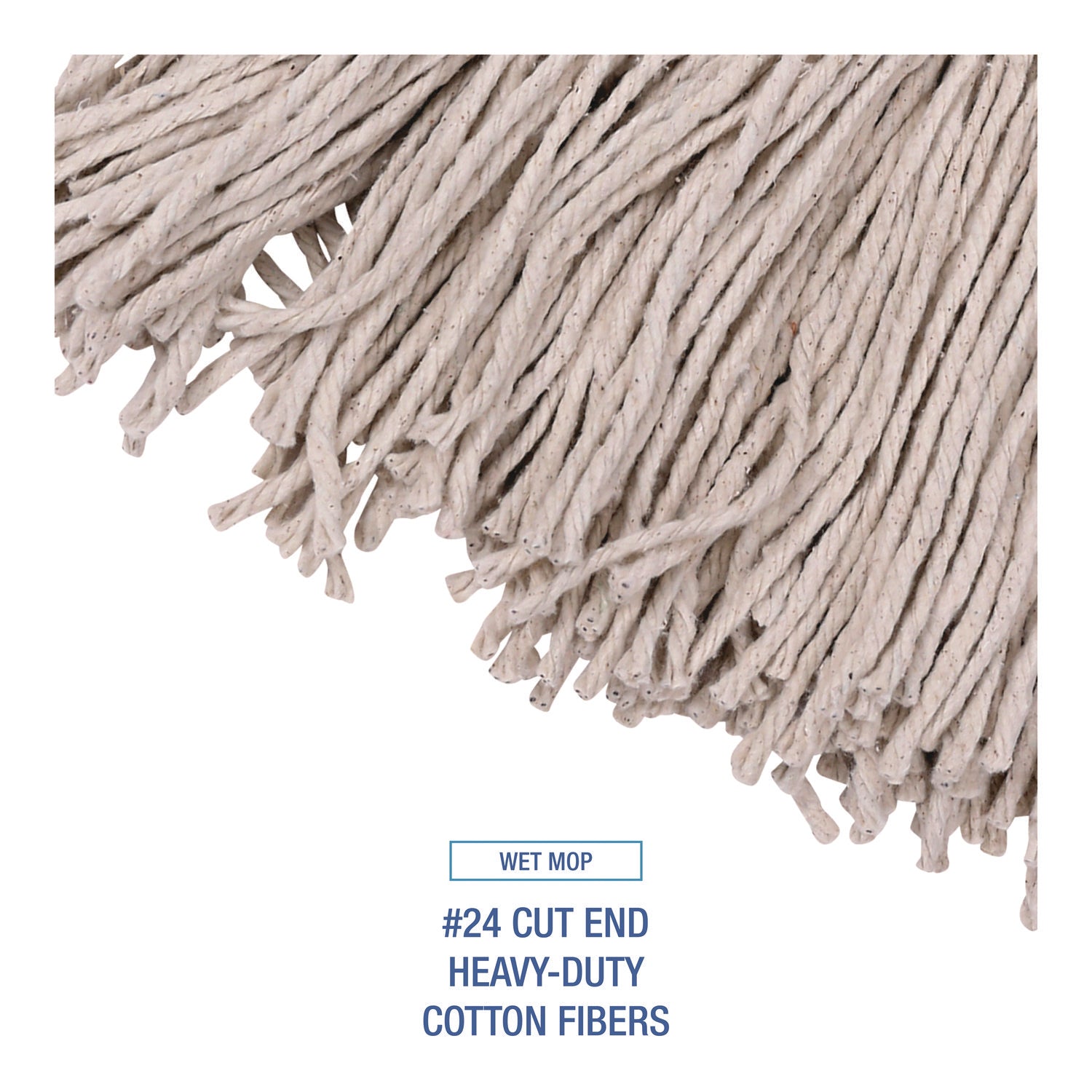 Cotton Cut End Mop Kit, #24 Natural Cotton Head, 60" Yellow Metal/Plastic Handle