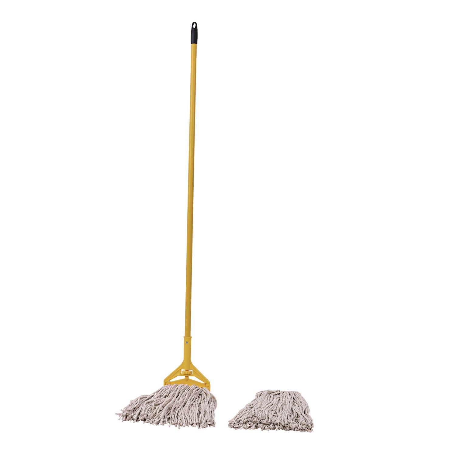 cotton-cut-end-mop-kit-#24-natural-cotton-head-60-yellow-metal-plastic-handle_bwk5324c - 1