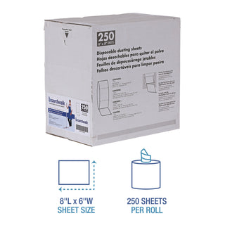 TrapEze Disposable Dusting Sheets, 8" x 125 ft, White, 250 Sheets/Roll,