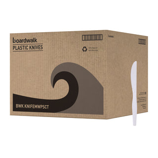 Mediumweight Polystyrene Cutlery, Knife, White, 10 Boxes of 100/Carton