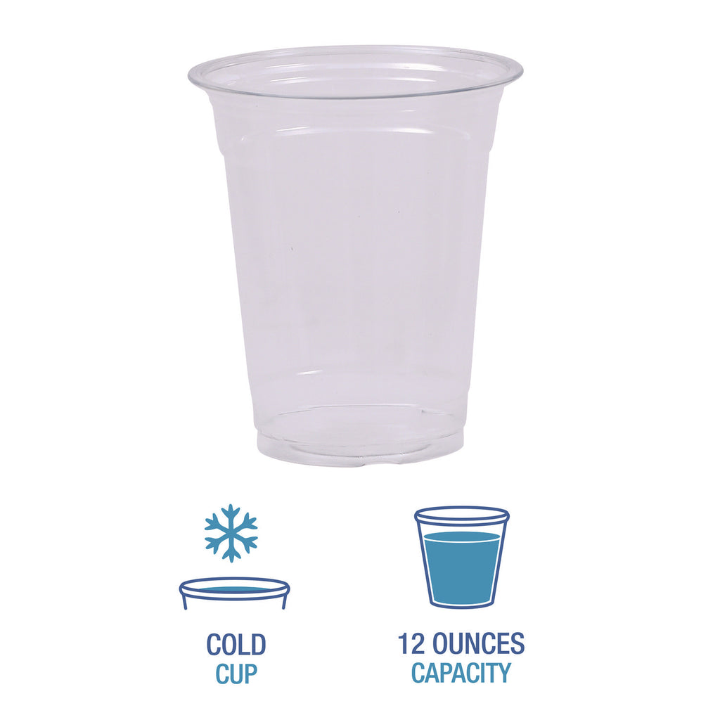 Clear Plastic Cold Cups, 12 oz, PET, 20 Cups/Sleeve, 50 Sleeves/Carton