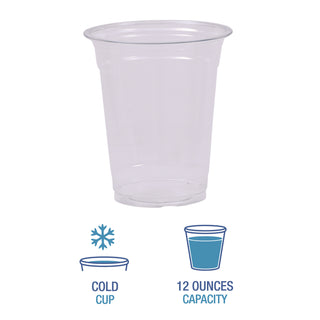 Clear Plastic Cold Cups, 12 oz, PET, 20 Cups/Sleeve, 50 Sleeves/Carton