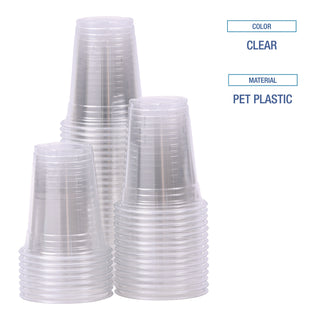 Clear Plastic Cold Cups, 12 oz, PET, 20 Cups/Sleeve, 50 Sleeves/Carton