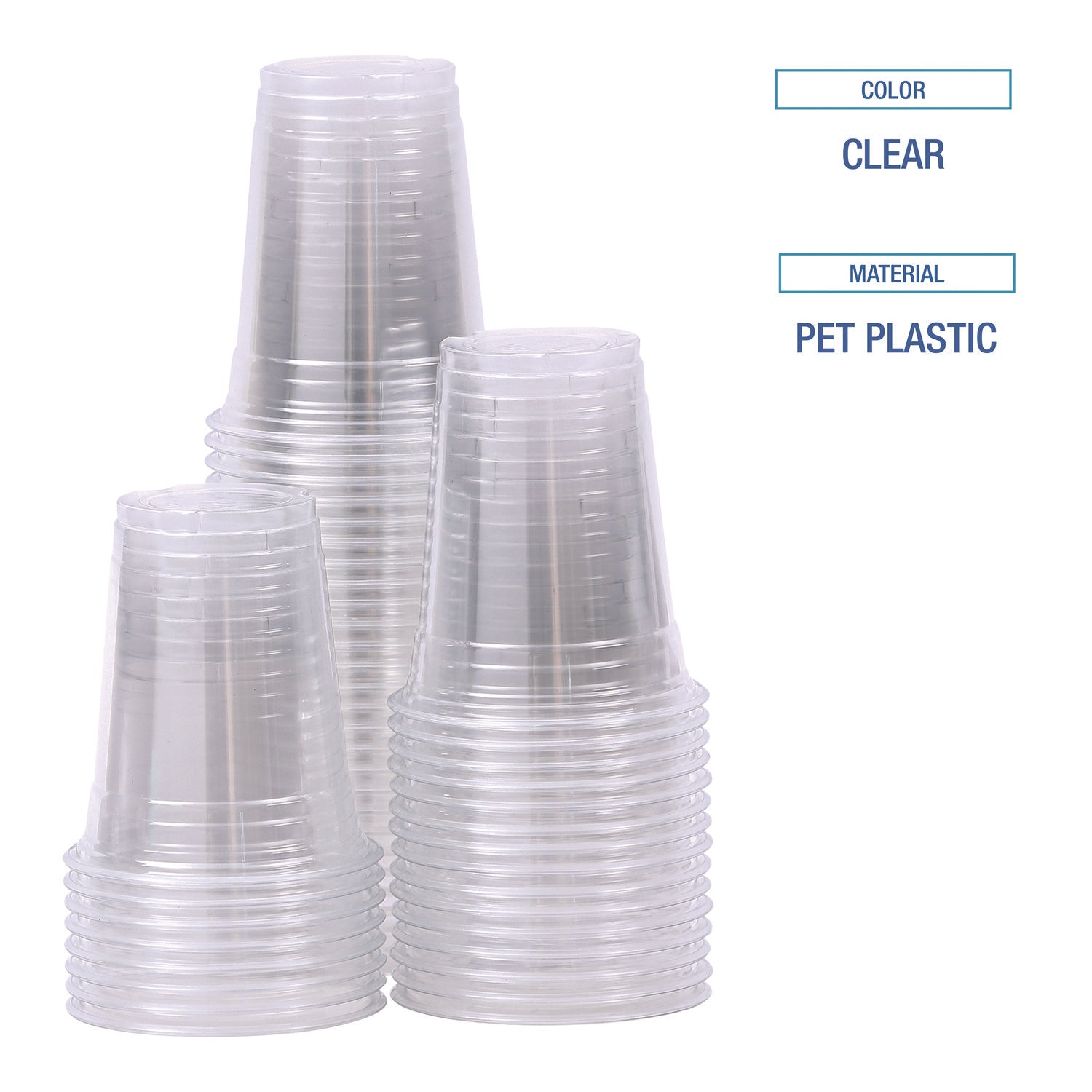 Clear Plastic Cold Cups, 12 oz, PET, 20 Cups/Sleeve, 50 Sleeves/Carton