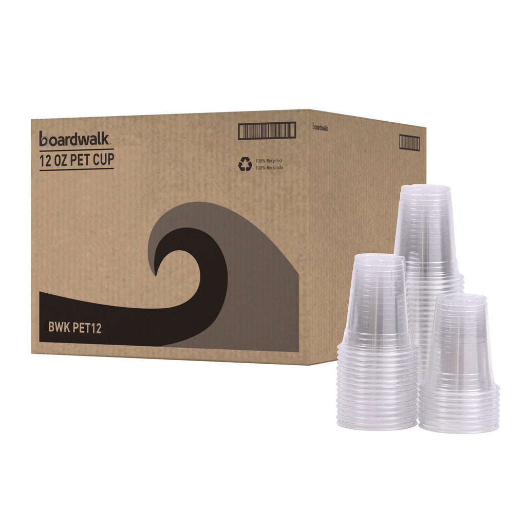 Clear Plastic Cold Cups, 12 oz, PET, 20 Cups/Sleeve, 50 Sleeves/Carton