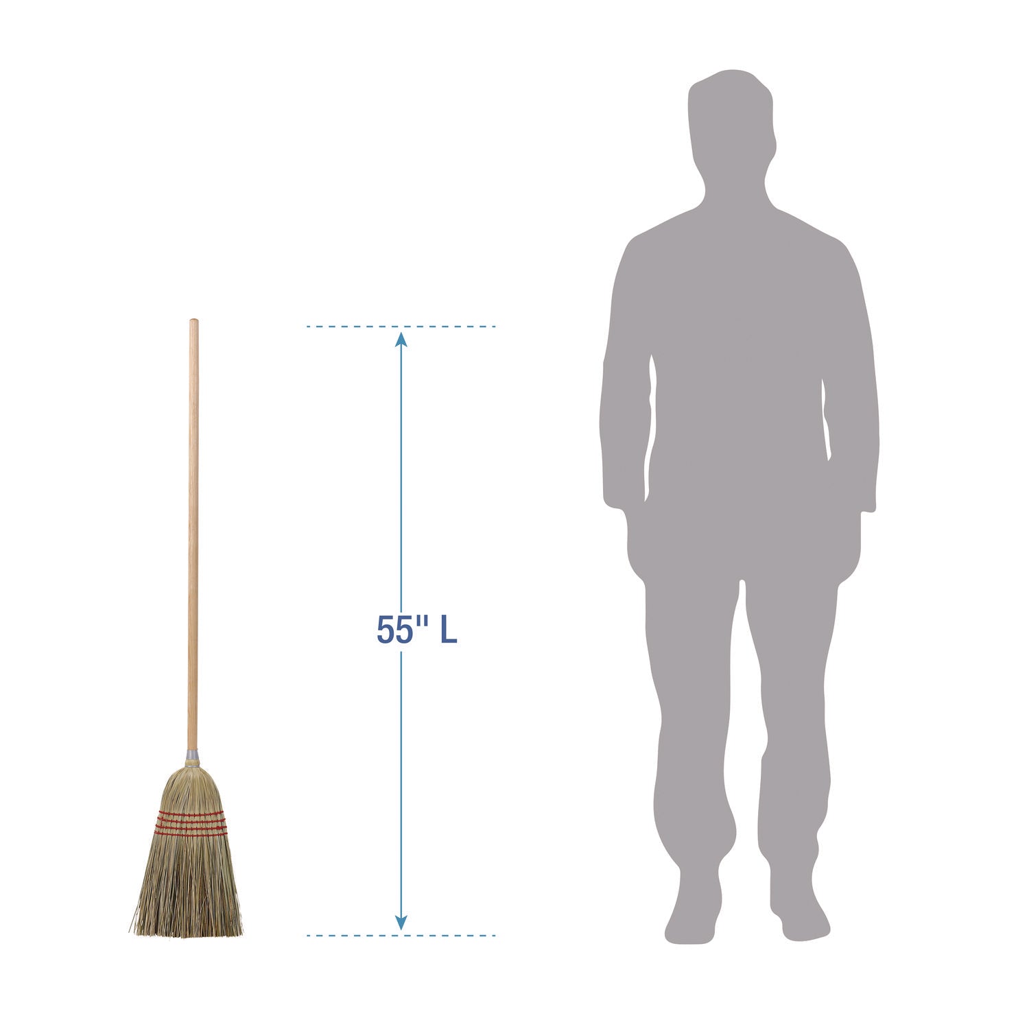 Cleaning Kit, Medium Blue Cotton/Rayon/Synthetic Head, 60" Natural/Yellow Wood/Metal Handle