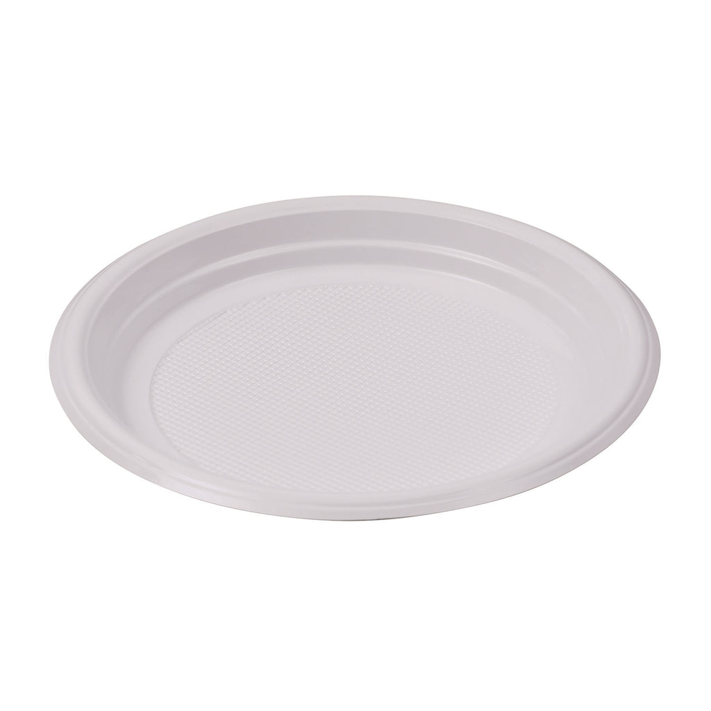 Hi-Impact Plastic Dinnerware, Plate, 9" dia, White, 500/Carton