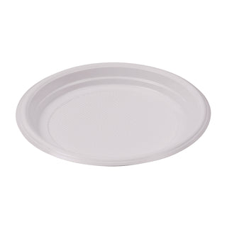 Hi-Impact Plastic Dinnerware, Plate, 9" dia, White, 500/Carton