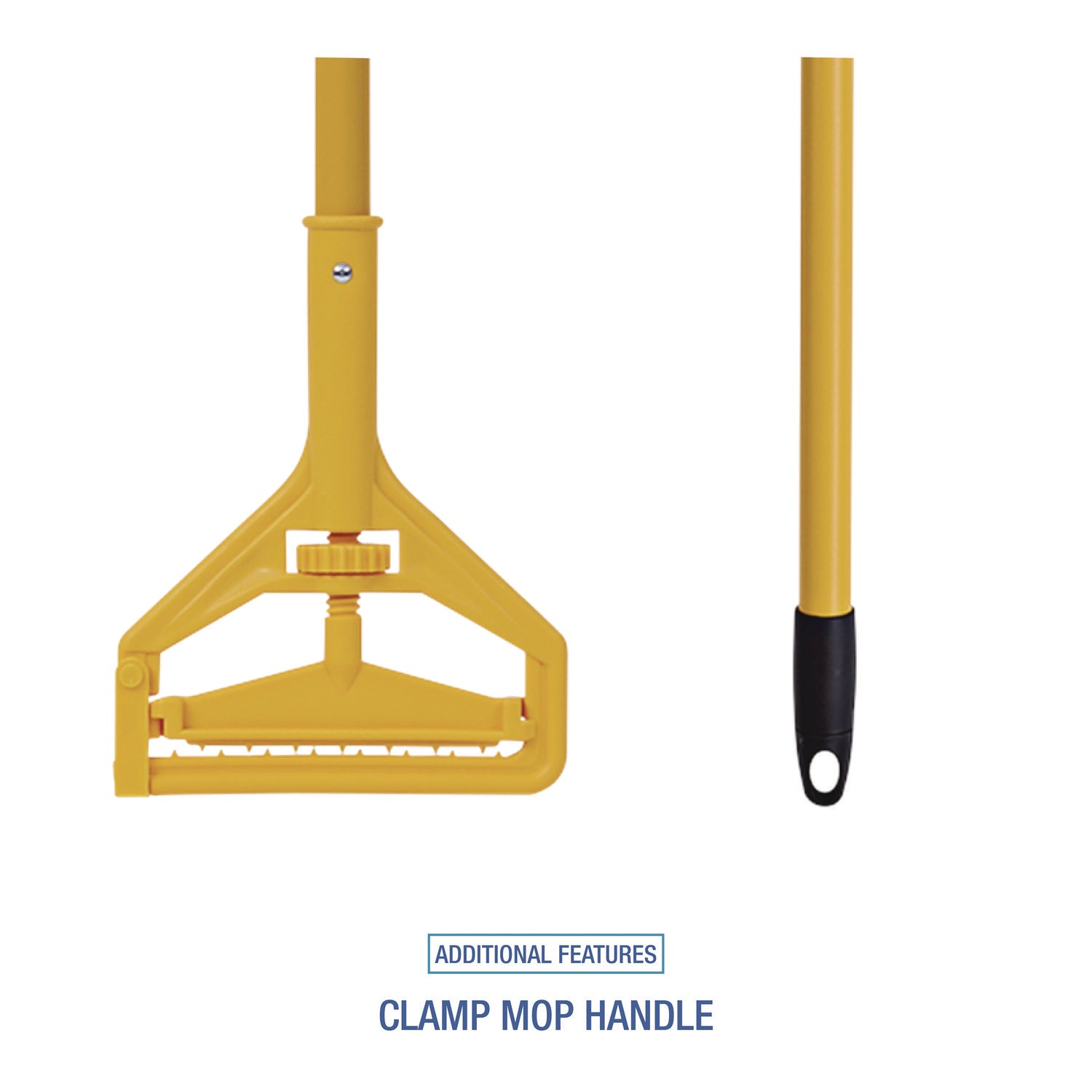 Cleaning Kit, Medium Blue Cotton/Rayon/Synthetic Head, 60" Natural/Yellow Wood/Metal Handle