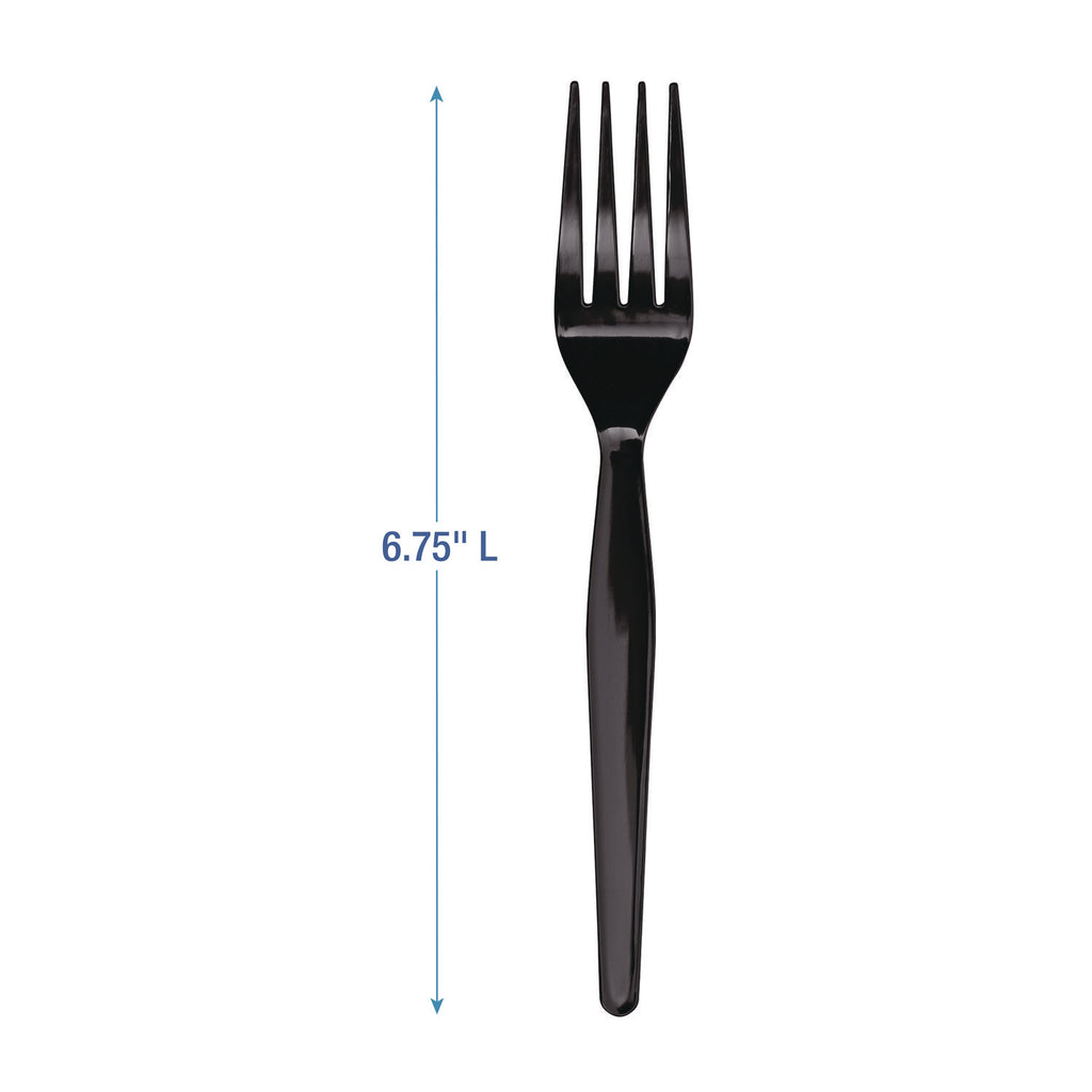 Heavyweight Polystyrene Cutlery, Fork, Black, 1000/Carton