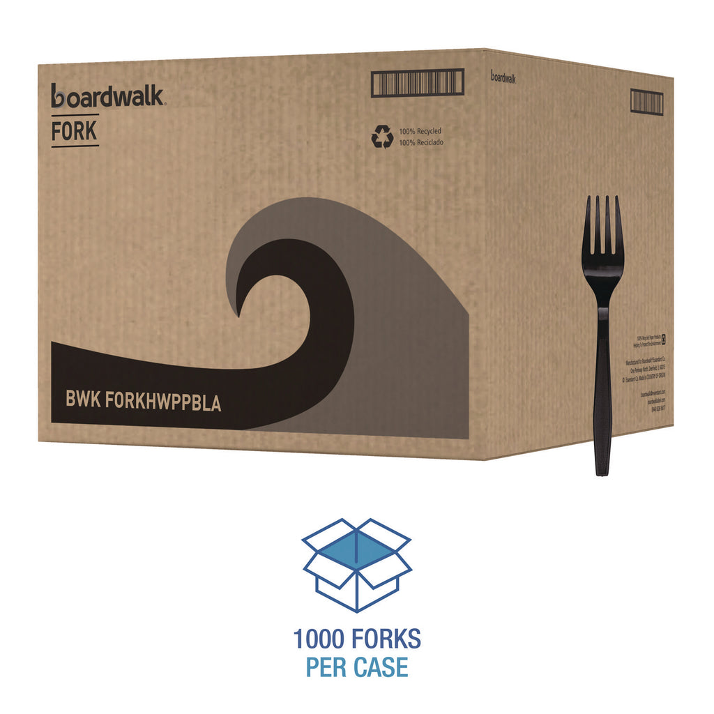 Heavyweight Polypropylene Cutlery, Fork, Black, 1000/Carton