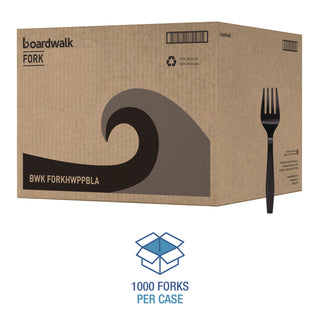 Heavyweight Polypropylene Cutlery, Fork, Black, 1000/Carton