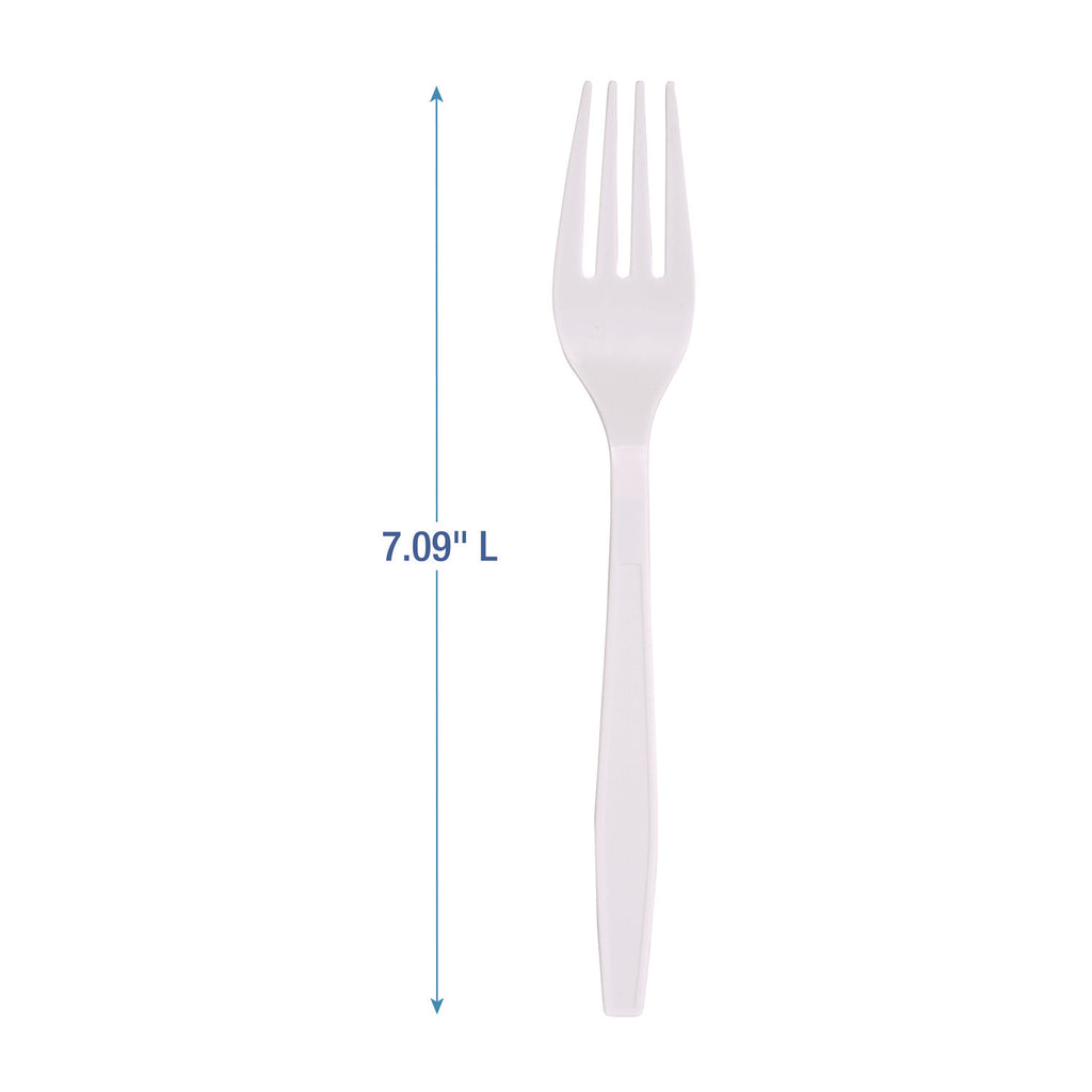 Heavyweight Polypropylene Cutlery, Fork, White, 1000/Carton
