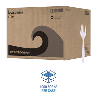 Heavyweight Polypropylene Cutlery, Fork, White, 1000/Carton