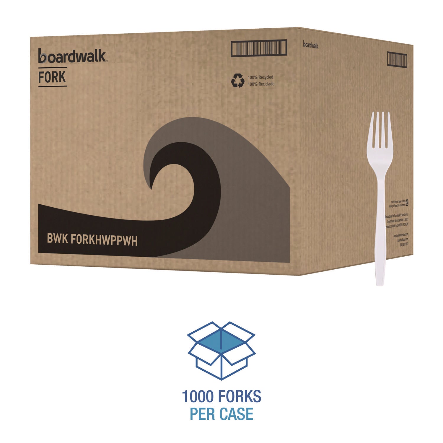 Heavyweight Polypropylene Cutlery, Fork, White, 1000/Carton