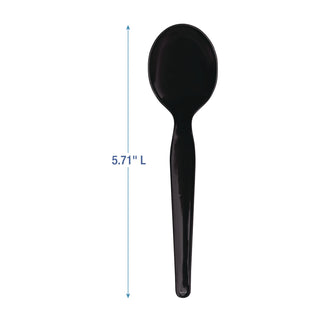 Heavyweight Wrapped Polystyrene Cutlery, Soup Spoon, Black, 1,000/Carton