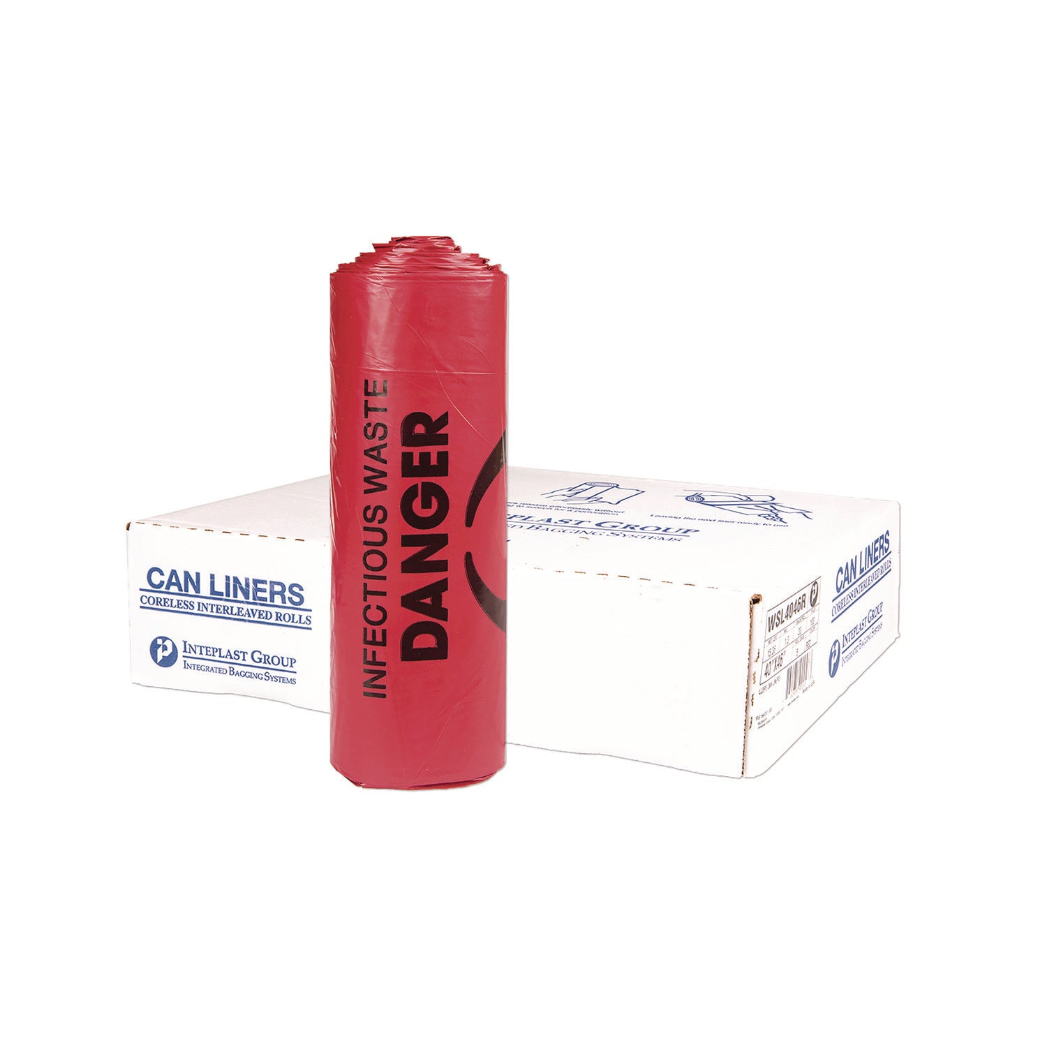 Institutional Low-Density Infectious Waste Can Liners, 33 gal, 1.3 mil, 33" x 39", Red, 25 Bags/Roll, 6 Rolls/Carton
