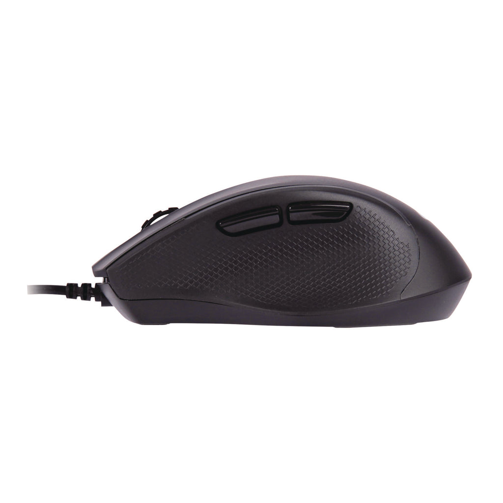 Full-Size Wired Optical Mouse, USB 2.0, Right Hand Use, Black