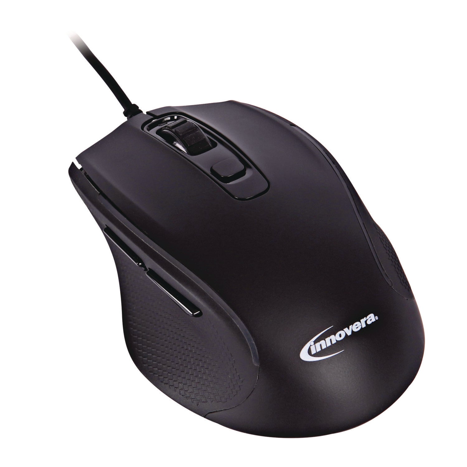 Full-Size Wired Optical Mouse, USB 2.0, Right Hand Use, Black - 