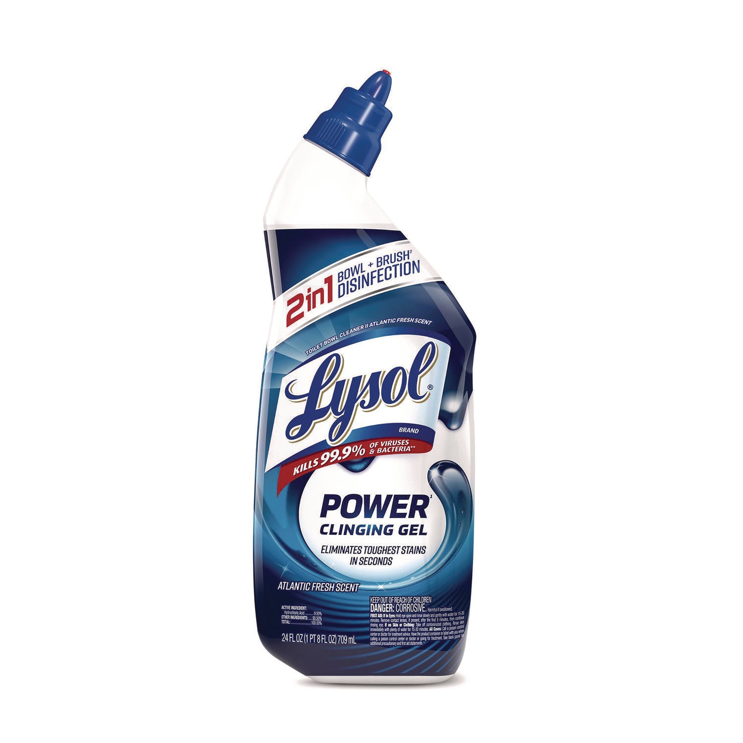 Disinfectant Toilet Bowl Cleaner, Atlantic Fresh, 24 oz Bottle, 9/Carton