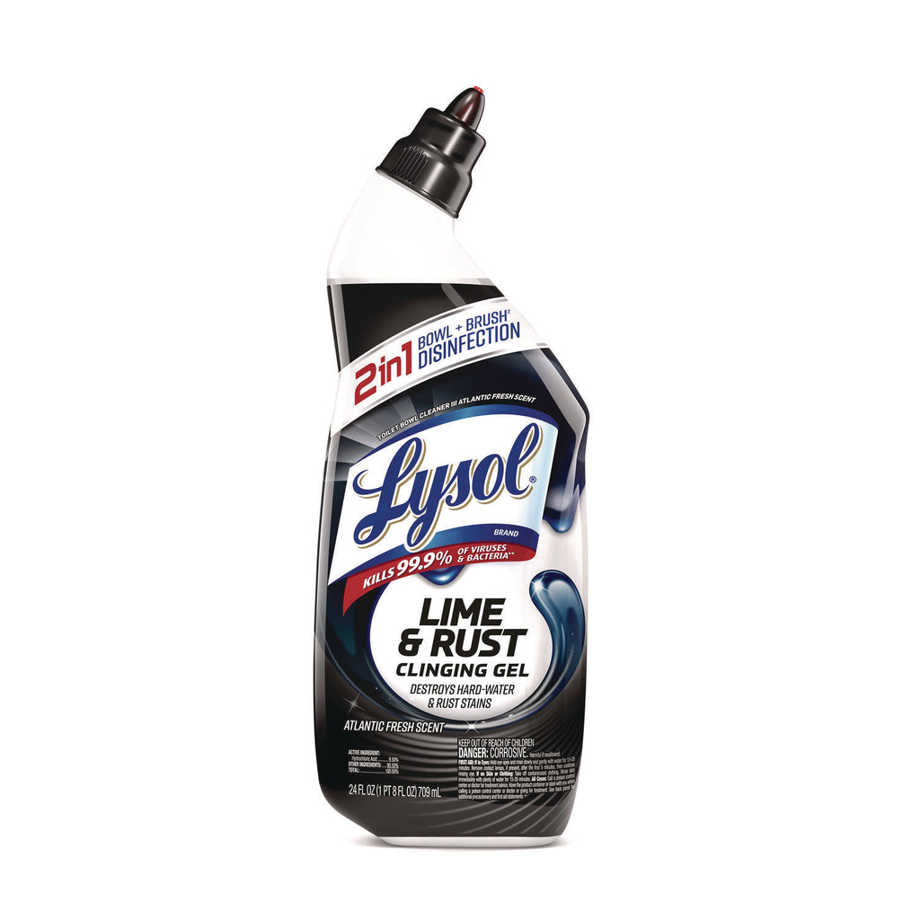Disinfectant Toilet Bowl Cleaner w/Lime/Rust Remover, Atlantic Fresh, 24 oz, 9/Carton