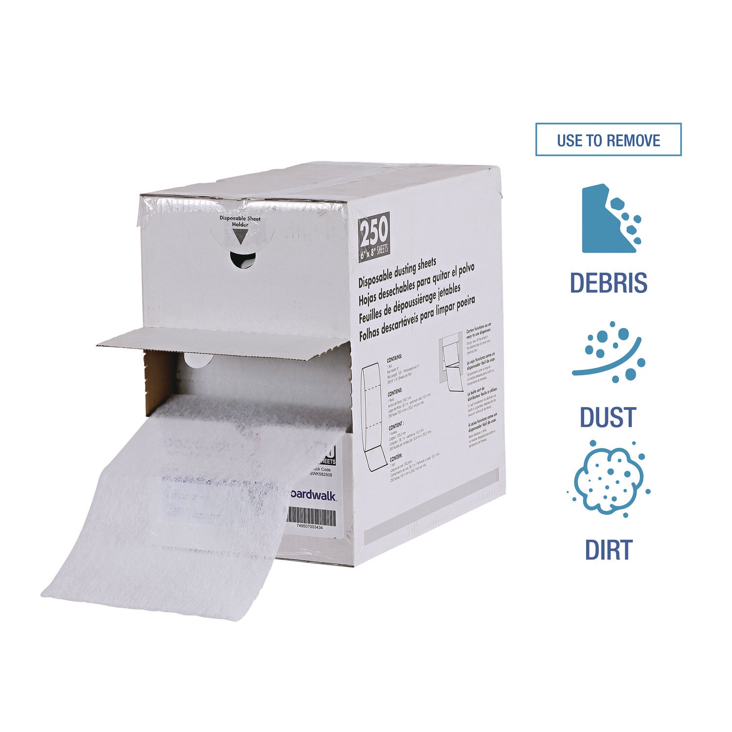 TrapEze Disposable Dusting Sheets, 8" x 125 ft, White, 250 Sheets/Roll,