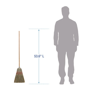 Corn/Fiber Brooms, Corn/Yucca Bristles, 53.5" Overall Length, Natural, 6/Carton