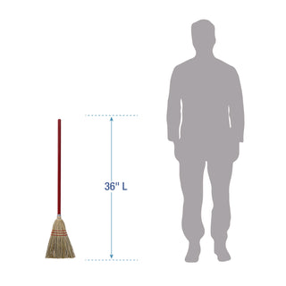 Corn/Fiber Brooms, Corn/Synthetic Fiber Bristles, 36" Overall Length, Gray/Natural, 12/Carton