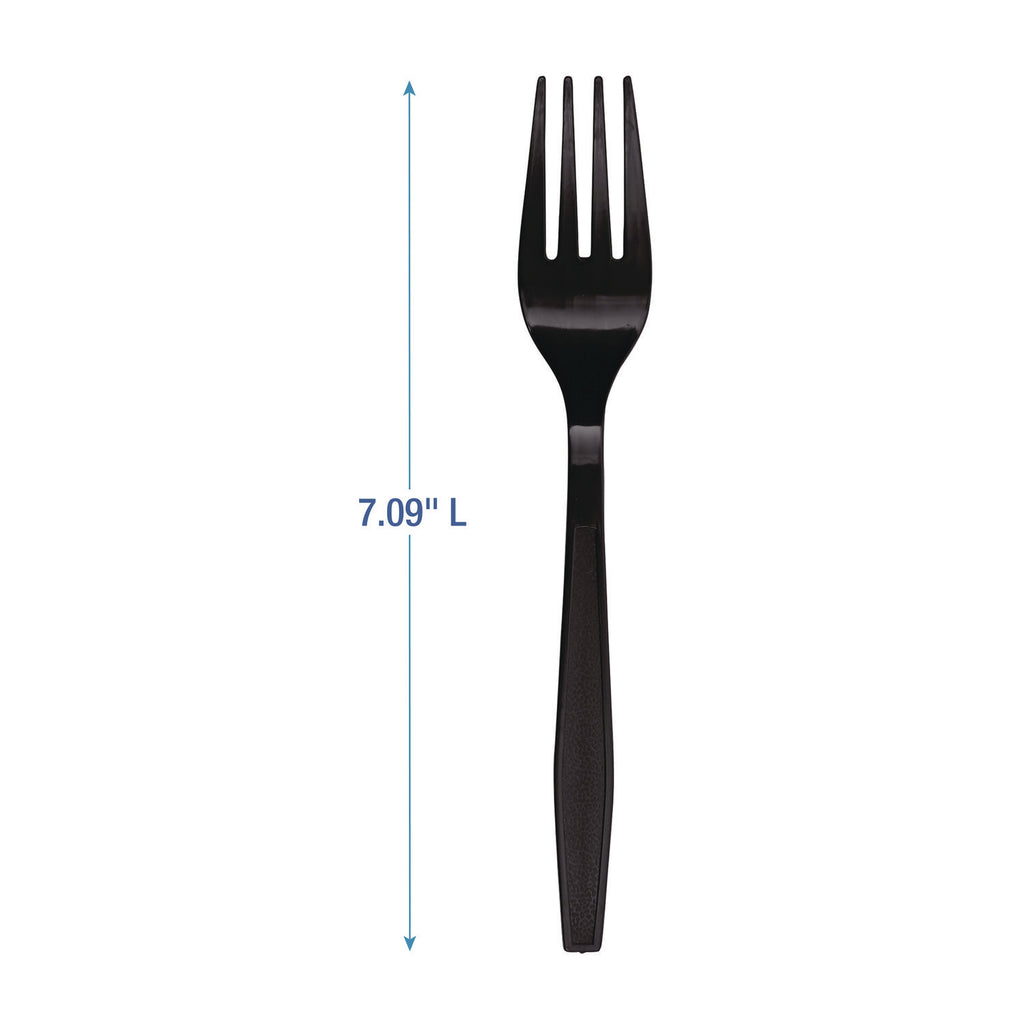 Heavyweight Polypropylene Cutlery, Fork, Black, 1000/Carton