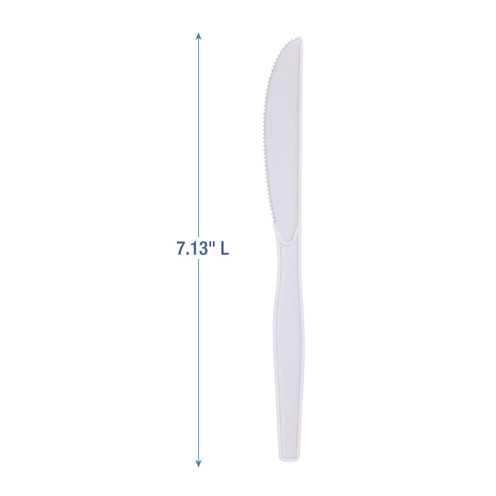 Mediumweight Polystyrene Cutlery, Knife, White, 10 Boxes of 100/Carton