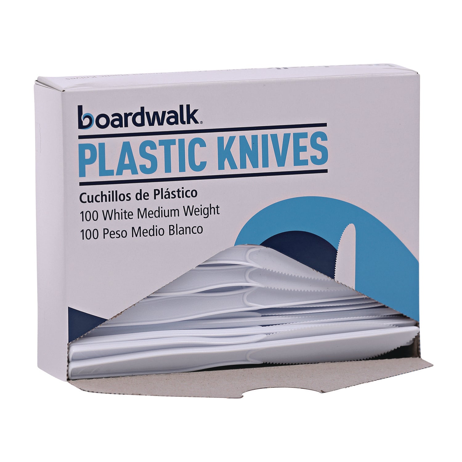 Mediumweight Polystyrene Cutlery, Knife, White, 10 Boxes of 100/Carton
